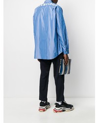 blaues vertikal gestreiftes Langarmhemd von Balenciaga