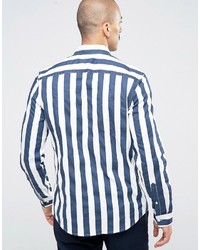 blaues vertikal gestreiftes Langarmhemd von Asos