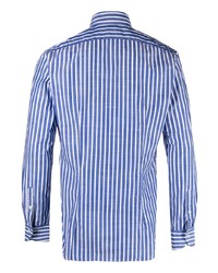 blaues vertikal gestreiftes Langarmhemd von Xacus