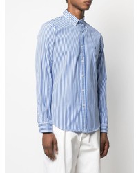 blaues vertikal gestreiftes Langarmhemd von Polo Ralph Lauren
