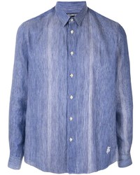 blaues vertikal gestreiftes Langarmhemd von Vilebrequin