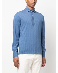 blaues vertikal gestreiftes Polohemd von Brunello Cucinelli