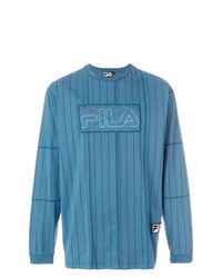 blaues vertikal gestreiftes Sweatshirt