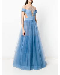 blaues verziertes Ballkleid von Temperley London