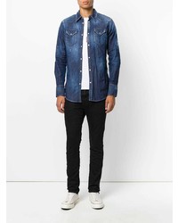 blaues verziertes Jeanshemd von DSQUARED2