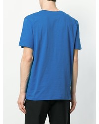 blaues verziertes T-Shirt mit einem Rundhalsausschnitt von Moschino