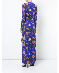 blaues Wickelkleid mit Blumenmuster von Dvf Diane Von Furstenberg