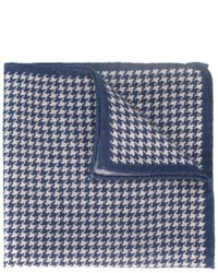 blaues Wolleinstecktuch mit Hahnentritt-Muster