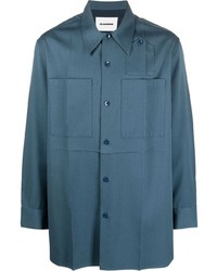 blaues Wolllangarmhemd von Jil Sander
