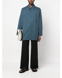 blaues Wolllangarmhemd von Jil Sander