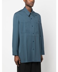 blaues Wolllangarmhemd von Jil Sander