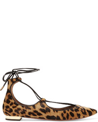 braune Ballerinas mit Leopardenmuster von Aquazzura