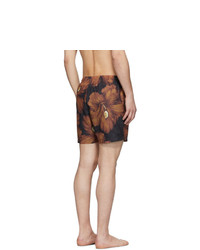 braune bedruckte Badeshorts von Dries Van Noten