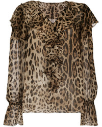 braune bedruckte Bluse von Dolce & Gabbana