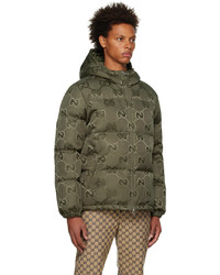 braune bedruckte Daunenjacke von Gucci