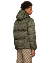 braune bedruckte Daunenjacke von Gucci