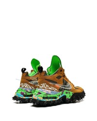 braune bedruckte hohe Sneakers aus Wildleder von Nike X Off-White