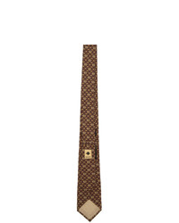braune bedruckte Krawatte von Gucci
