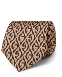 braune bedruckte Krawatte von Gucci