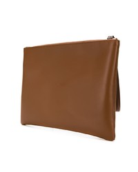 braune bedruckte Leder Clutch Handtasche von Valentino