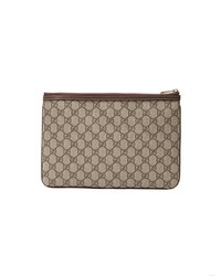 braune bedruckte Leder Clutch von Gucci