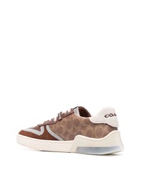 braune bedruckte Leder niedrige Sneakers von Coach