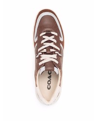 braune bedruckte Leder niedrige Sneakers von Coach