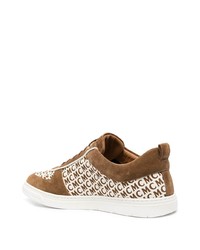 braune bedruckte Leder niedrige Sneakers von MCM