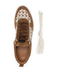 braune bedruckte Leder niedrige Sneakers von MCM