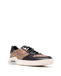 braune bedruckte Leder niedrige Sneakers von Coach