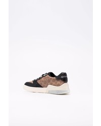 braune bedruckte Leder niedrige Sneakers von Coach