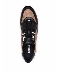 braune bedruckte Leder niedrige Sneakers von Coach