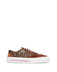 braune bedruckte Leder niedrige Sneakers von Burberry