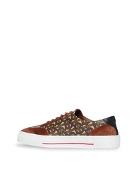 braune bedruckte Leder niedrige Sneakers von Burberry