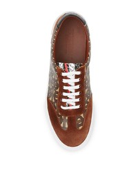 braune bedruckte Leder niedrige Sneakers von Burberry