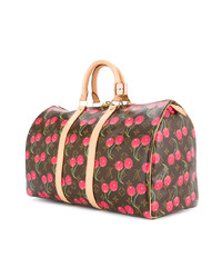 braune bedruckte Leder Reisetasche von Louis Vuitton Vintage