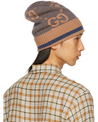 braune bedruckte Mütze von Gucci