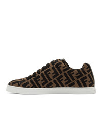 braune bedruckte niedrige Sneakers von Fendi