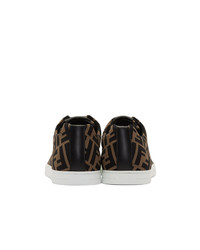 braune bedruckte niedrige Sneakers von Fendi