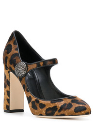 braune bedruckte Pumps von Dolce & Gabbana