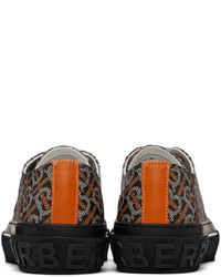 braune bedruckte Segeltuch niedrige Sneakers von Burberry