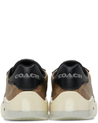 braune bedruckte Segeltuch niedrige Sneakers von Coach 1941