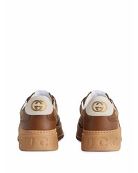 braune bedruckte Segeltuch niedrige Sneakers von Gucci