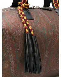 braune bedruckte Segeltuch Reisetasche von Etro
