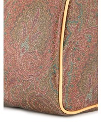 braune bedruckte Segeltuch Reisetasche von Etro