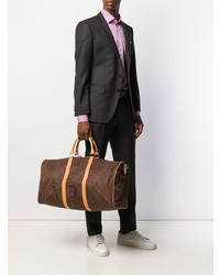 braune bedruckte Segeltuch Sporttasche von Etro