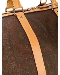 braune bedruckte Segeltuch Sporttasche von Etro