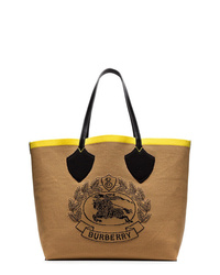 braune bedruckte Shopper Tasche aus Leder von Burberry