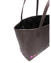 braune bedruckte Shopper Tasche aus Leder von Marc Ellis