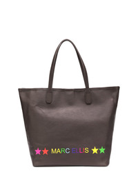 braune bedruckte Shopper Tasche aus Leder von Marc Ellis